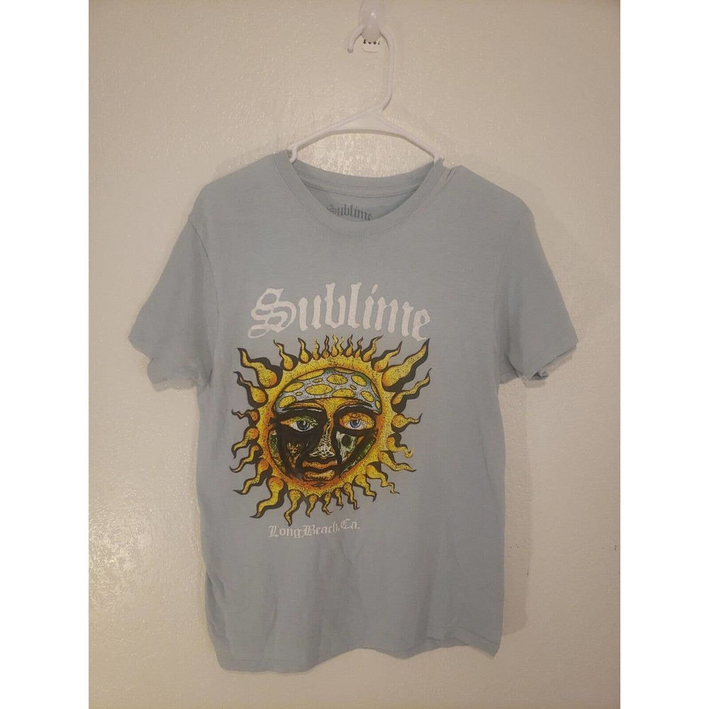 Sublime Top Womens Large Light Blue Crew Neck Short Sleeve 100% Cotton Shirt